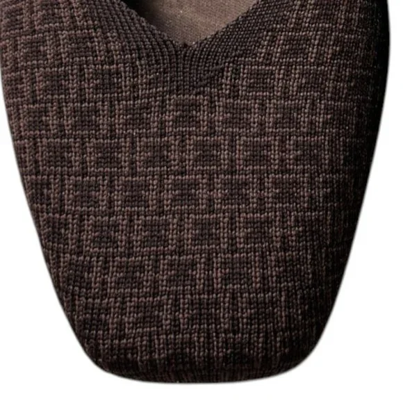 Like new VIVAIA Margot Brown Square Toe V-Cut Knit Flats EU 38.5 / US 7.5 - Picture 11 of 12